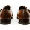 Best Sale Vinci Leather Shoes Vinci Leather The Essen Cap Toe Double Monk Strap Shoe Brown