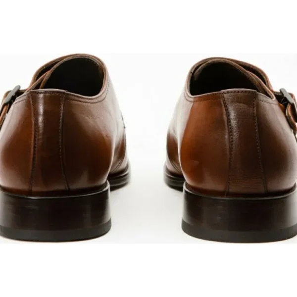 Best Sale Vinci Leather Shoes Vinci Leather The Essen Cap Toe Double Monk Strap Shoe Brown