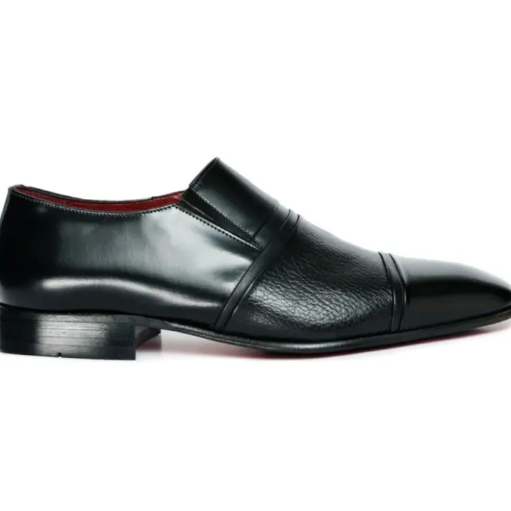 Fashion Vinci Leather Shoes Vinci Leather The Everest Leather Cap Toe Dress Loafer (16011) Black