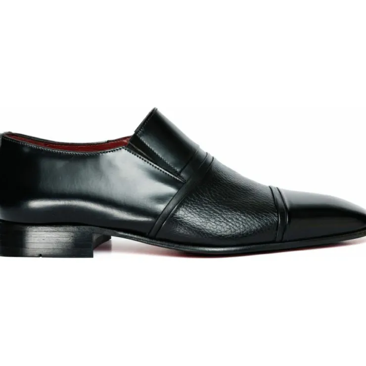 Fashion Vinci Leather Shoes Vinci Leather The Everest Leather Cap Toe Dress Loafer Shoe (16005) Black