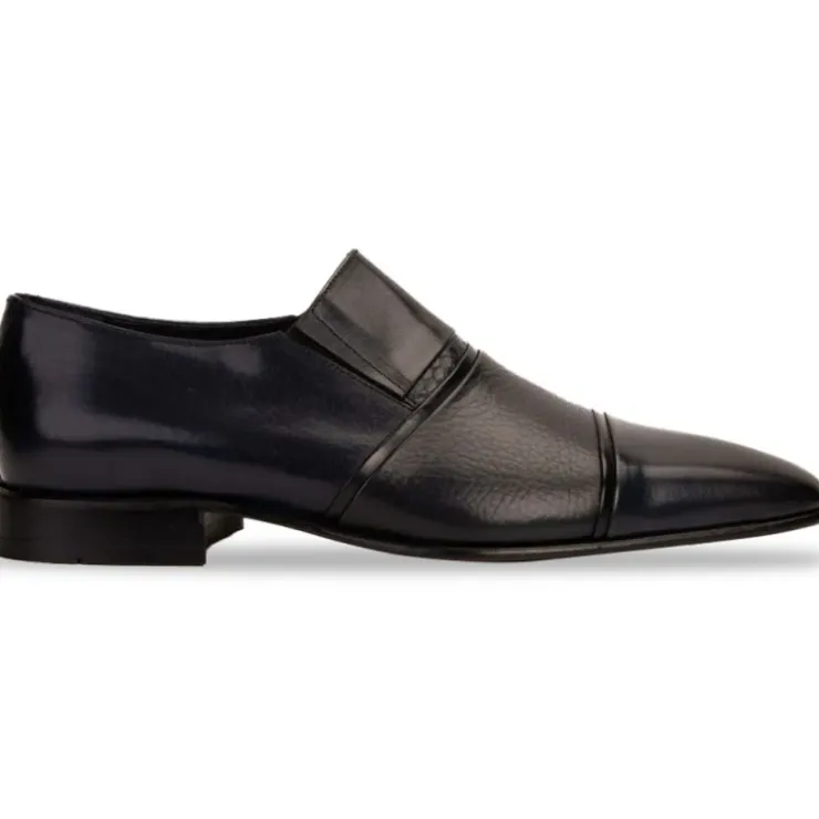 Best Sale Vinci Leather Shoes Vinci Leather The Everest Leather Cap Toe Dress Loafer Shoe (16005) Navy