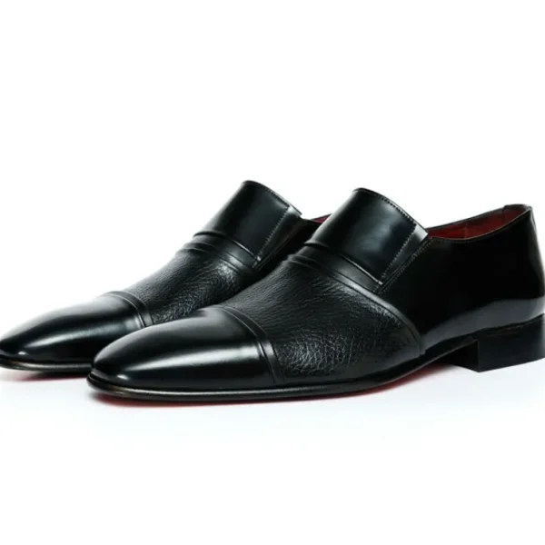 Fashion Vinci Leather Shoes Vinci Leather The Everest Leather Cap Toe Dress Loafer (16011) Black