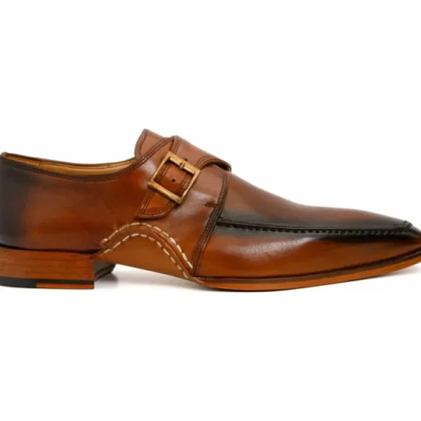 Best Sale Vinci Leather Shoes Vinci Leather The Hagrid Single Monk Strap Handmade Shoe (X-6827 V-02) Cognac