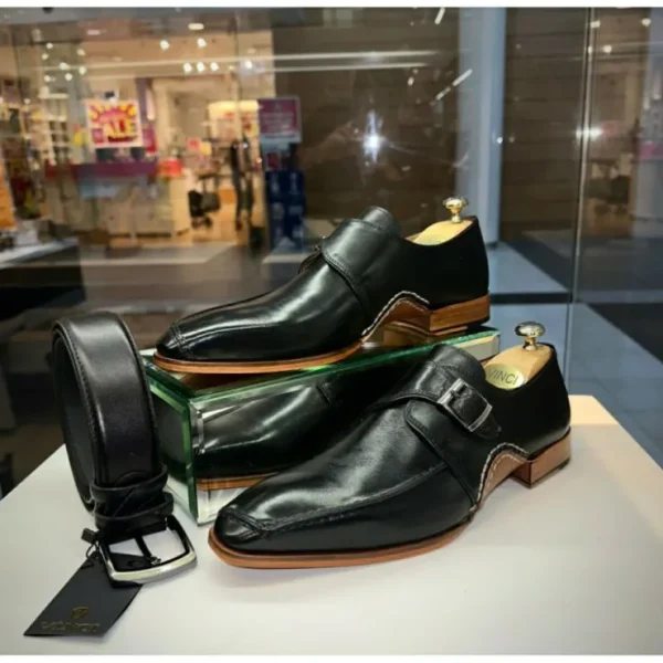 vinci_leather_the_hagrid__4.webp New Vinci Leather Shoes Vinci Leather The Hagrid Single Monk Strap Handmade Shoe (X-6827 V-02) Black
