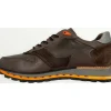 Online Vinci Leather Shoes Vinci Leather The Helsinki Black / Orange Leather Sneaker (14220)