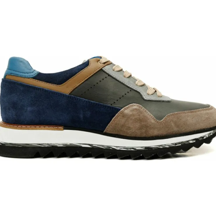 Outlet Vinci Leather Shoes Vinci Leather The Hoskova Jean Blue Leather Sneaker (11242) JeanBlue