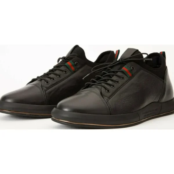 New Vinci Leather Shoes Vinci Leather The Hoxton Leather Sneaker (10397) Black