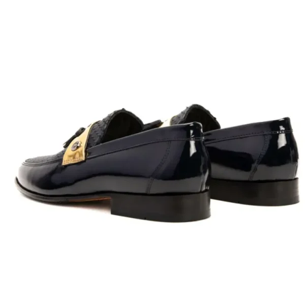 Best Sale Vinci Leather Shoes Vinci Leather The Imperial Leather Dress Shoe Navy Blue & Gold NavyBlue&Gold