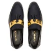 Best Sale Vinci Leather Shoes Vinci Leather The Imperial Leather Dress Shoe Navy Blue & Gold NavyBlue&Gold