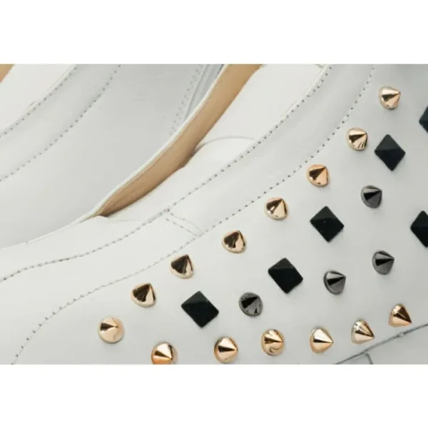 Sale Vinci Leather Shoes Vinci Leather The Infanta High-top Spike Leather Sneaker Limited Edition For Men White