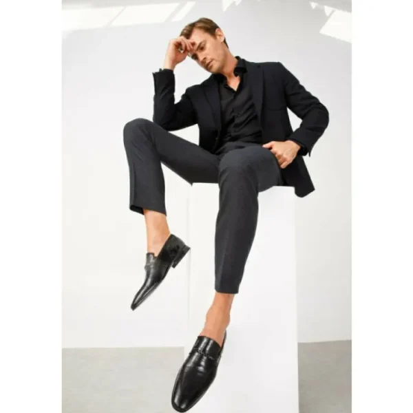 Discount Vinci Leather Shoes Vinci Leather The Johannesburg Leather Dress Loafer Shoe (10667) Black