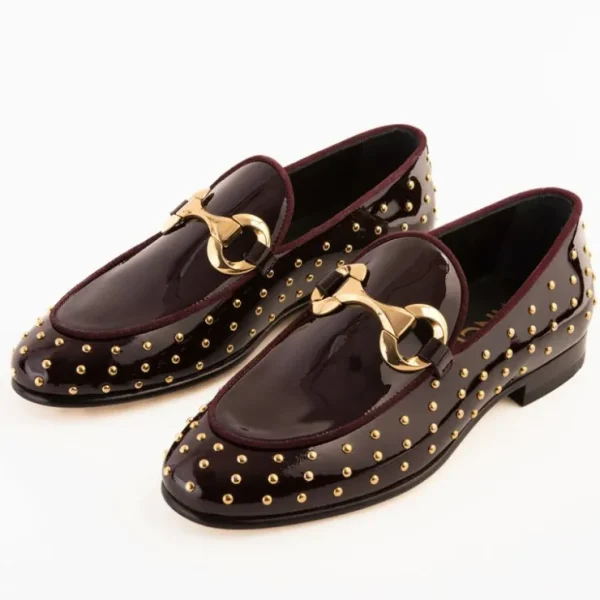 Sale Vinci Leather Shoes Vinci Leather The Jupiter Spike Leather Bit Loafer Limited Edition (D-7051 ) Burgundy