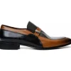 Best Vinci Leather Shoes Vinci Leather The Kazablanka Brown / Navy Leather Bit Loafer Shoe (10658)