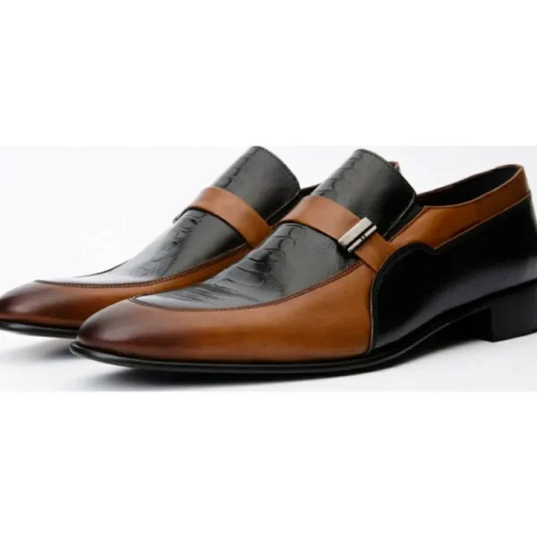 vinci_leather_the_kazabla_1.webp Best Vinci Leather Shoes Vinci Leather The Kazablanka Brown / Navy Leather Bit Loafer Shoe (10658)