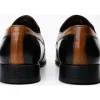 Best Vinci Leather Shoes Vinci Leather The Kazablanka Brown / Navy Leather Bit Loafer Shoe (10658)