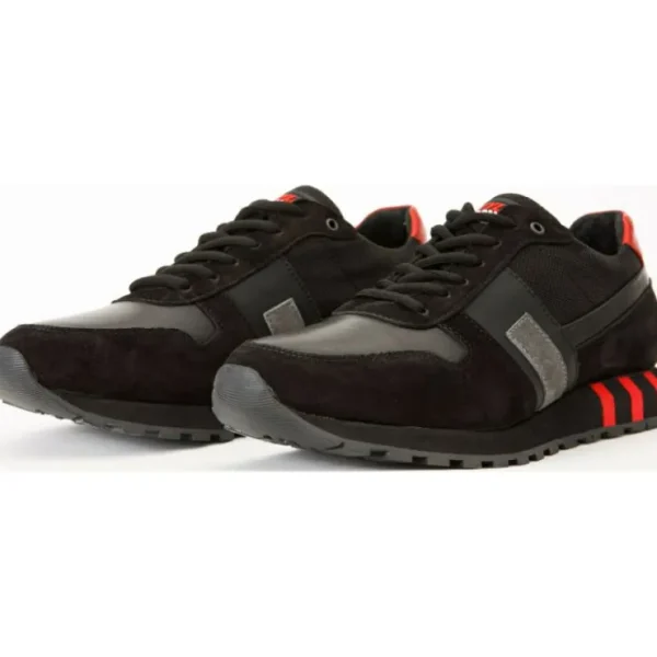 Shop Vinci Leather Shoes Vinci Leather The Kilo Black / Red Leather Sneaker (14250)