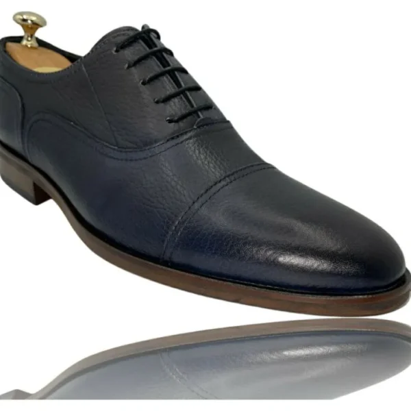 vinci_leather_the_largo_d_1.webp Store Vinci Leather Shoes Vinci Leather The Largo Dark Blue Leather Cap Toe Oxford Shoe (13047) DarkBlue
