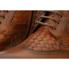 Clearance Vinci Leather Shoes Vinci Leather The Loddon Brown Leather Wingtip Brogue Handwoven Lace-up Boot With A Zipper (14553)