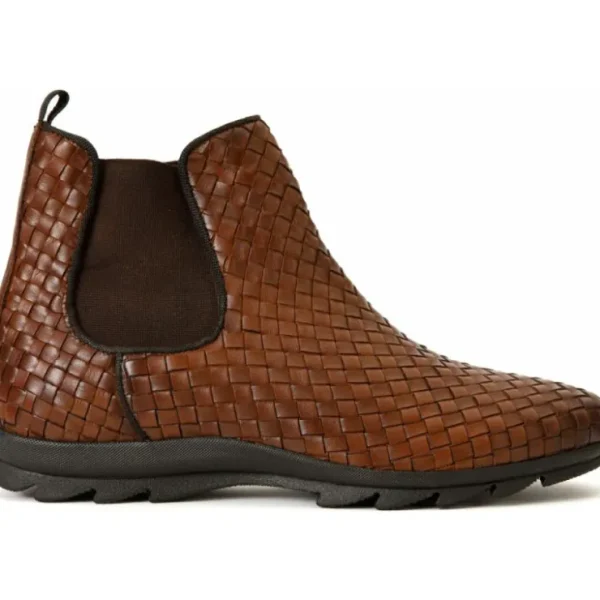 Best Vinci Leather Shoes Vinci Leather The Luxpre Leather Handwoven Casual Chelsea Boot (14492) Brown