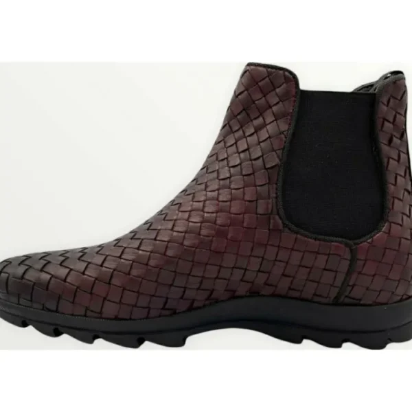 Discount Vinci Leather Shoes Vinci Leather The Luxpre Leather Handwoven Casual Chelsea Boot (14492) Burgundy