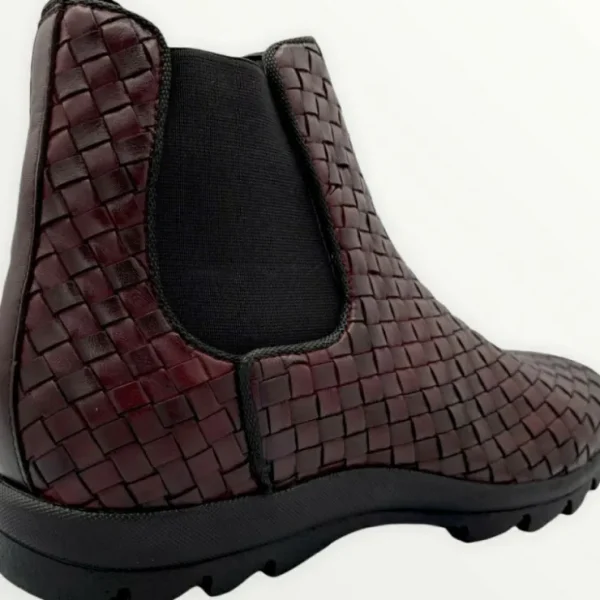 Discount Vinci Leather Shoes Vinci Leather The Luxpre Leather Handwoven Casual Chelsea Boot (14492) Burgundy