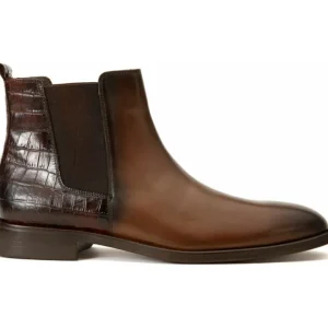 Outlet Vinci Leather Shoes Vinci Leather The Manby Leather Chelsea Boot (14561 T-2) Brown