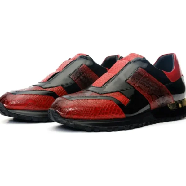 Fashion Vinci Leather Shoes Vinci Leather The Milano Snk Leather Sneaker (D-539T) Red