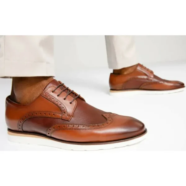 Cheap Vinci Leather Shoes Vinci Leather The Molise Wingtip Semi Brogue Derby Shoe Brown