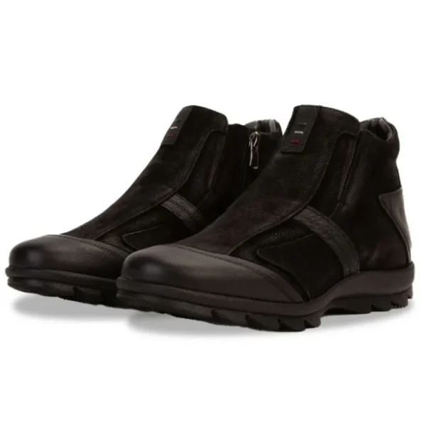 New Vinci Leather Shoes Vinci Leather The Montreal Suede Casual Zip-up Ankle Boot Black