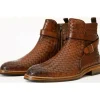 New Vinci Leather Shoes Vinci Leather The Morral Handwoven Leather Cross Strap Buckle Zip-up Boot (14552 T-2) Brown