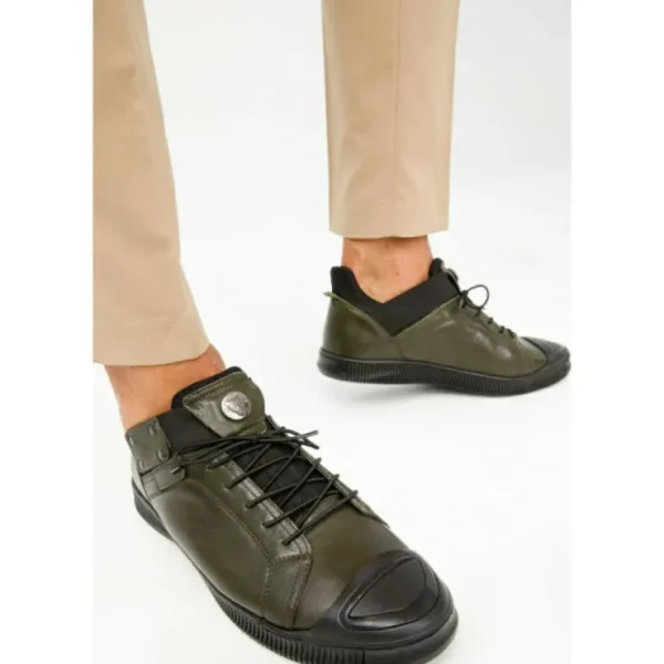 Shop Vinci Leather Shoes Vinci Leather The Mumbai Leather Sneaker (03313) Green