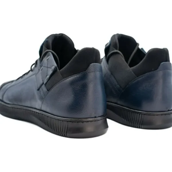 Discount Vinci Leather Shoes Vinci Leather The Mumbai Dark Blue Leather Sneaker (03313) DarkBlue