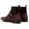 Sale Vinci Leather Shoes Vinci Leather The Orion Snakeskin Double Monk Strap Boot Burgundy