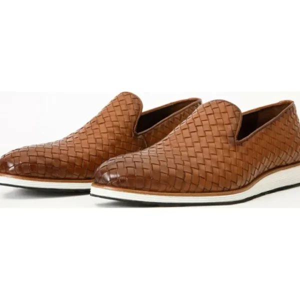 vinci_leather_the_ostrava_1-2.webp Store Vinci Leather Shoes Vinci Leather The Ostrava Leather Woven Slip-on Loafer Shoe (12603) Brown