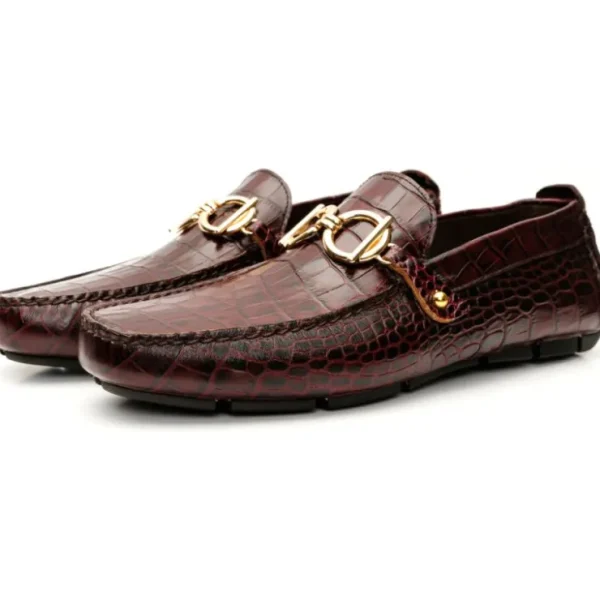 Outlet Vinci Leather Shoes Vinci Leather The Pisa Leather Bit Drive Loafer Shoe (3265) Burgundy