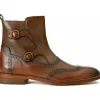 New Vinci Leather Shoes Vinci Leather The Rand Leather Double Buckle Brogue Boot With A Zipper (14560 T-2) Brown