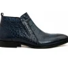 Clearance Vinci Leather Shoes Vinci Leather The Randor Leather Side-zip Dress Ankle Boot (D-912) Navy