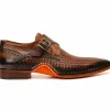 New Vinci Leather Shoes Vinci Leather The Rolls Woven Single Monk Strap Dress Shoe Tan