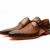 New Vinci Leather Shoes Vinci Leather The Rolls Woven Single Monk Strap Dress Shoe Tan