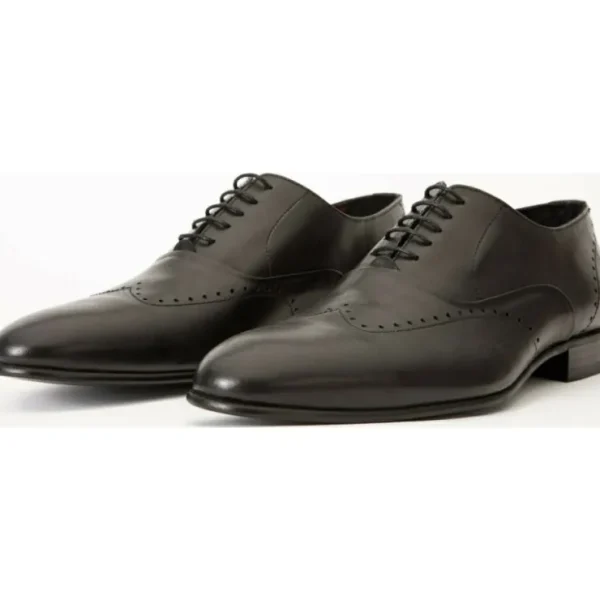 Clearance Vinci Leather Shoes Vinci Leather The Roma Leather Wingtip Oxford Shoe (10724) Black