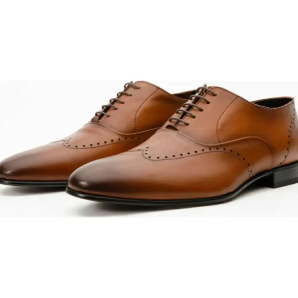 vinci_leather_the_roma_br_2.webp Best Vinci Leather Shoes Vinci Leather The Roma Leather Wingtip Oxford Shoe (10724) Brown
