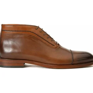 Outlet Vinci Leather Shoes Vinci Leather The Rome Leather Oxford Cap-toe Boot (X-4023) Brown