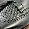 Clearance Vinci Leather Shoes Vinci Leather The Rover Leather Wingtip Semi Brogue Shoe (16016) Black