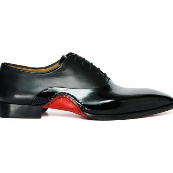 Fashion Vinci Leather Shoes Vinci Leather The Royal Hand Craft Patent Leather Plain Toe Oxford Shoe (4202) Black