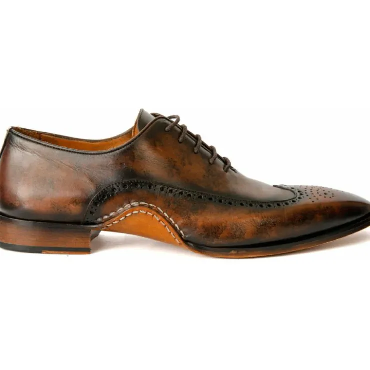 Online Vinci Leather Shoes Vinci Leather The Royal Hand Craft Wingtip Oxford Shoe (E-005) Brown