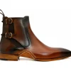 Sale Vinci Leather Shoes Vinci Leather The Royal Hand Craft Leather Double-buckle Chelsea Boot (V-03 6826) Cognac