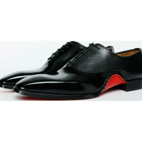 Fashion Vinci Leather Shoes Vinci Leather The Royal Hand Craft Patent Leather Plain Toe Oxford Shoe (4202) Black