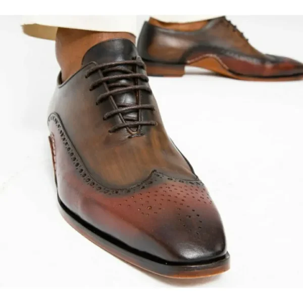 Best Sale Vinci Leather Shoes Vinci Leather The Royal Hand Craft Wingtip Oxford Shoe (E-005) Burgundy