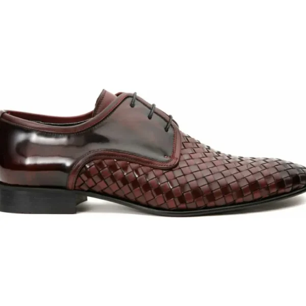 Clearance Vinci Leather Shoes Vinci Leather The Safaga Woven Derby Shoe (2096) Burgundy