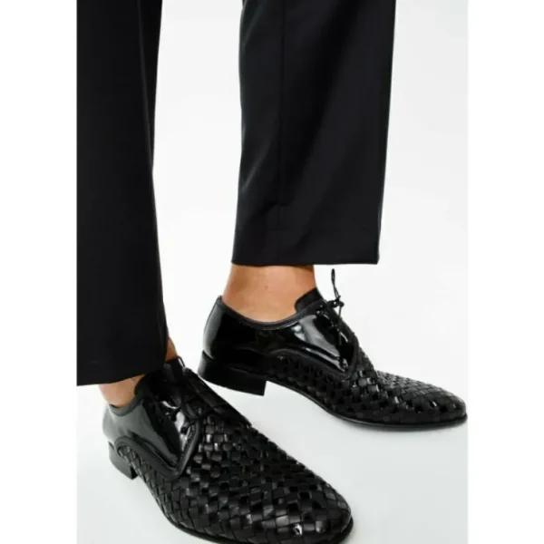 Fashion Vinci Leather Shoes Vinci Leather The Safaga Woven Derby Shoe (2096) Black